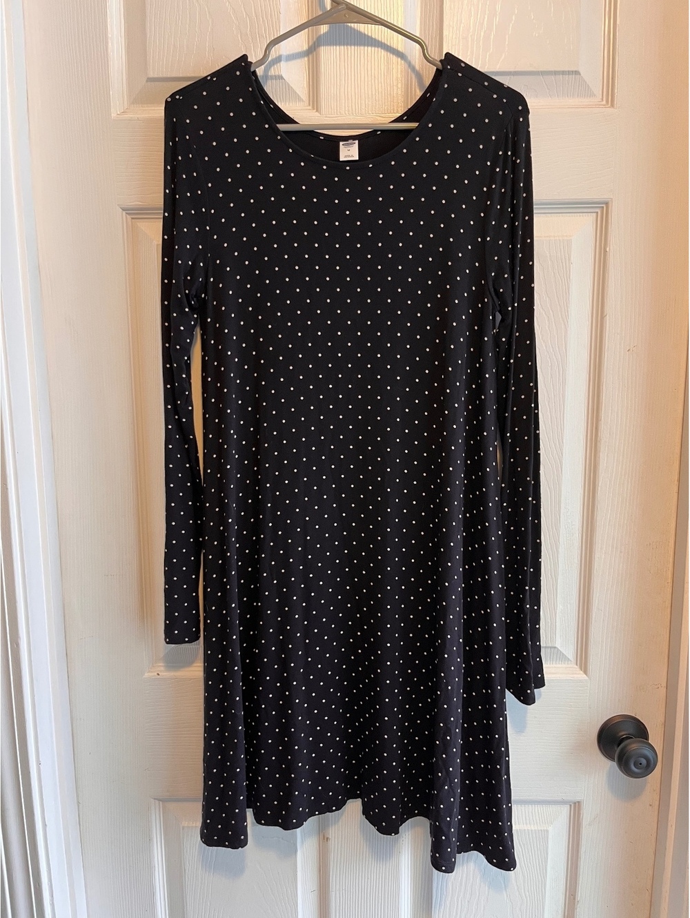 Old Navy Black & White Polka Dot Long Sleeve Swing Dress M